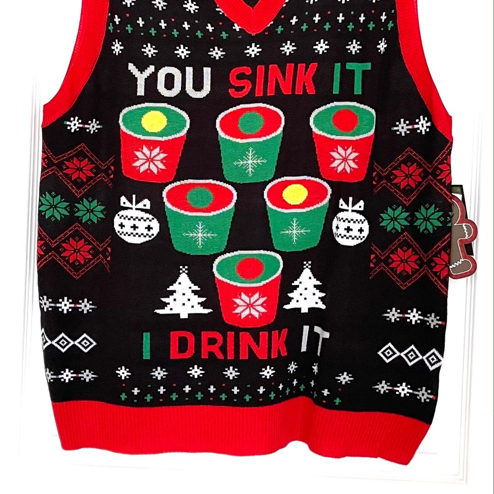 Knitted vest " You sink it I drink it " NEW ITEM - Picture 2 of 3